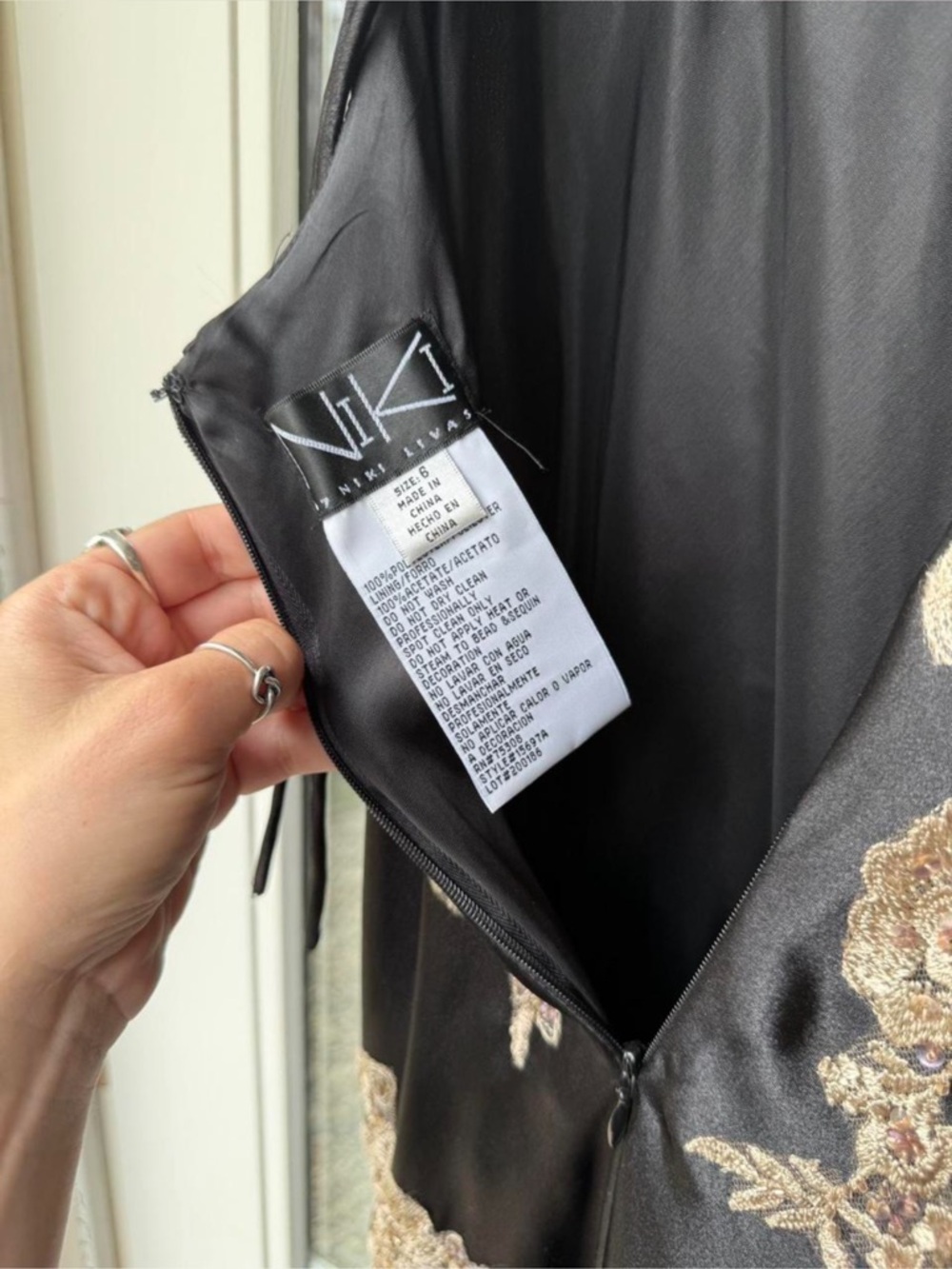 LAST CHANCE Vintage Y2K black and tan/gold fairycore embellished prom dress gown - Picture 5 of 6